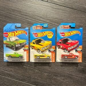 Hot Wheels Custom Chevy LUV Pickup Lot – Green, Yellow & Red – NEW on Card